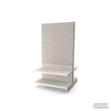 Ihr Gondelregal mit Lochrückwand | H 180 cm | B 100 cm | T 2x 47 cm | 2 FB T 47 cm  | RAL 9001 | Artikelnummer: AFGR-100-180-47-2-47-LRW-J