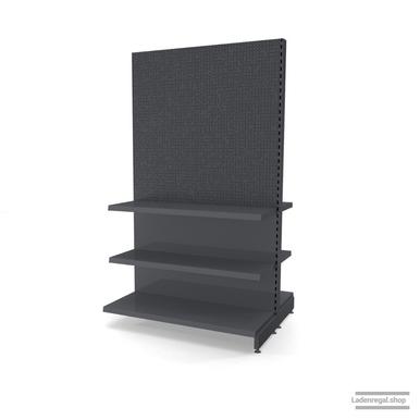 Ihr Gondelregal mit Lochrückwand | H 210 cm | B 125 cm | T 2x 47 cm | 4 FB T 37 cm  | RAL 7015 | Artikelnummer: AFGR-125-210-47-4-37-LRW-S