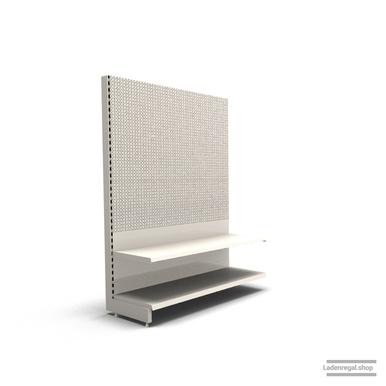 Ihr individuelles Lochrückwandregal | H 180 cm | B 125 cm | T 47 cm | 1 FB T 47 cm | RAL 9001 | Artikelnummer: AF-125-180-47-1-47-LRW-J