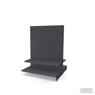 Ihr Gondelregal mit Lochrückwand | H 160 cm | B 125 cm | T 2x 57 cm | 2 FB T 37 cm  | RAL 7015 | Artikelnummer: AFGR-125-160-57-2-37-LRW-S