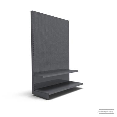 Ihr individuelles Lochrückwandregal | H 210 cm | B 125 cm | T 57 cm | 1 FB T 37 cm | RAL 7015 | Artikelnummer: AF-125-210-57-1-37-LRW-S