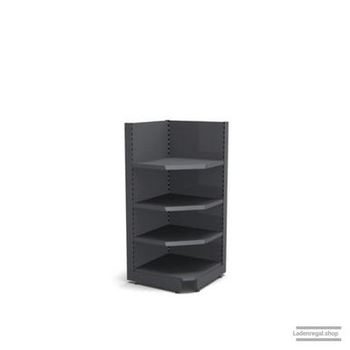 Ihre Verkaufsregal-Innenecke | H 160 cm | B 74 cm | T 57 cm | 3 FB T 37 cm | RAL 7015 | Artikelnummer: SR-74-160-57-3-37-IEK-S