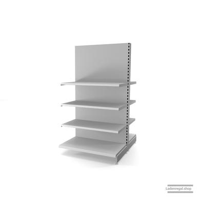 Ihr individuelles Gondelregal | H 180 cm | B 100 cm | T 2x 57 cm | 6 FB T 47 cm | RAL 7035 | Artikelnummer: AFGR-100-180-57-6-47-L