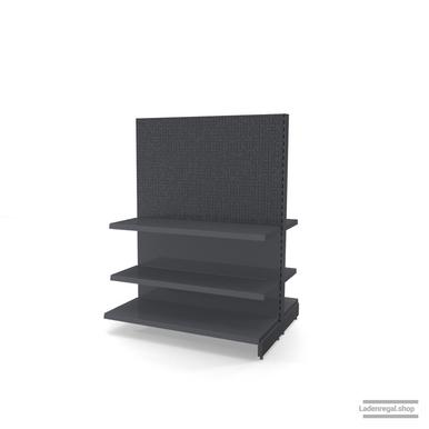 Ihr Gondelregal mit Lochrückwand | H 160 cm | B 125 cm | T 2x 47 cm | 4 FB T 37 cm  | RAL 7015 | Artikelnummer: AFGR-125-160-47-4-37-LRW-S