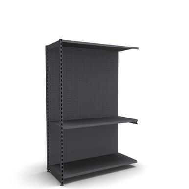 Schwerlastregal mit Lochrückwand | Anbaufeld | H 180 cm | B 125 cm | T 47 cm | 3FB | RAL 7015 | Artikelnummer: SWR-125-180-47-3-47-S