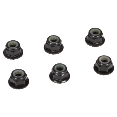 TLR 4mm Aluminium Stoppmutter mit Flansch Schwarz 6St.  TLR336000 | 4mm Radmuttern | Artikelnummer: TLR336000