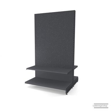 Ihr Gondelregal mit Lochrückwand | H 210 cm | B 125 cm | T 2x 57 cm | 2 FB T 47 cm  | RAL 7015 | Artikelnummer: AFGR-125-210-57-2-47-LRW-S