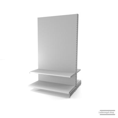 Ihr individuelles Gondelregal | H 210 cm | B 125 cm | T 2x 57 cm | 2 FB T 47 cm | RAL 7035 | Artikelnummer: AFGR-125-210-57-2-47-L