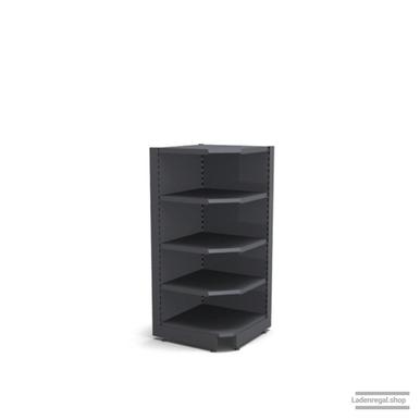 Ihre Verkaufsregal-Innenecke | H 160 cm | B 74 cm | T 57 cm | 4 FB T 47 cm | RAL 7015 | Artikelnummer: SR-74-160-57-4-47-IEK-S