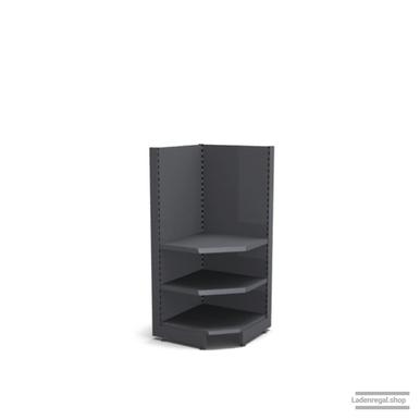 Ihre Verkaufsregal-Innenecke | H 160 cm | B 74 cm | T 47 cm | 2 FB T 37 cm | RAL 7015 | Artikelnummer: SR-74-160-47-2-37-IEK-S