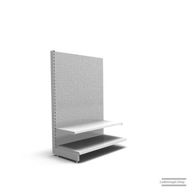 Ihr individuelles Lochrückwandregal | H 160 cm | B 100 cm | T 57 cm | 1 FB T 47 cm | RAL 7035 | Artikelnummer: AF-100-160-57-1-47-LRW-L