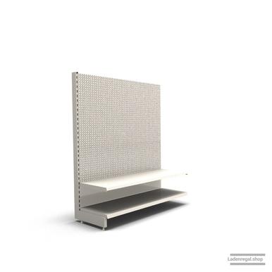 Ihr individuelles Lochrückwandregal | H 160 cm | B 125 cm | T 47 cm | 1 FB T 47 cm | RAL 9001 | Artikelnummer: AF-125-160-47-1-47-LRW-J