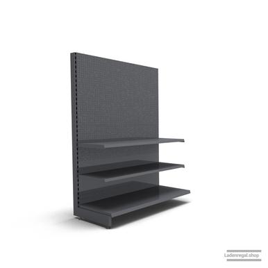 Ihr individuelles Lochrückwandregal | H 180 cm | B 125 cm | T 57 cm | 2 FB T 47 cm | RAL 7015 | Artikelnummer: AF-125-180-57-2-47-LRW-S