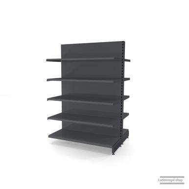 Ihr individuelles Gondelregal | H 180 cm | B 125 cm | T 2x 47 cm | 8 FB T 47 cm | RAL 7015 | Artikelnummer: AFGR-125-180-47-8-47-S