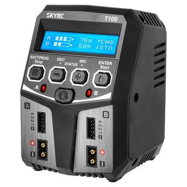 SkyRC T100 AC Ladegerät LiPo 2-4s 5A 2x50W SK100162 |  | Artikelnummer: SK100162-02