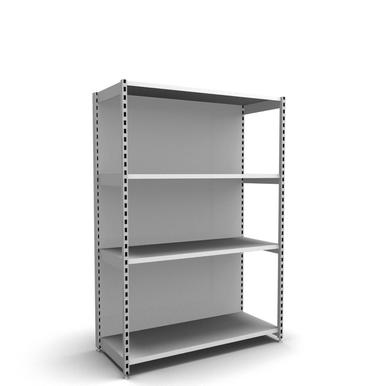 Schwerlastregal | Grundfeld | H 180 cm | B 125 cm | T 47 cm | 4 FB | RAL 7035 | Artikelnummer: SWRG-125-180-47-4-47-L