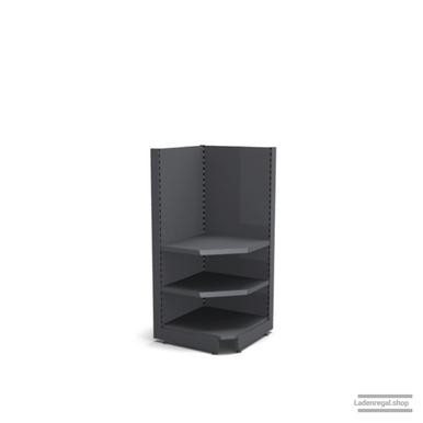 Ihre Verkaufsregal-Innenecke | H 160 cm | B 74 cm | T 57 cm | 2 FB T 37 cm | RAL 7015 | Artikelnummer: SR-74-160-57-2-37-IEK-S