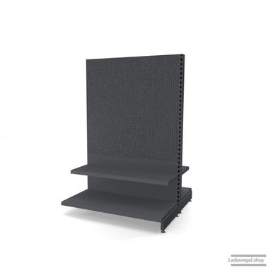 Ihr Gondelregal mit Lochrückwand | H 180 cm | B 125 cm | T 2x 57 cm | 2 FB T 37 cm  | RAL 7015 | Artikelnummer: AFGR-125-180-57-2-37-LRW-S