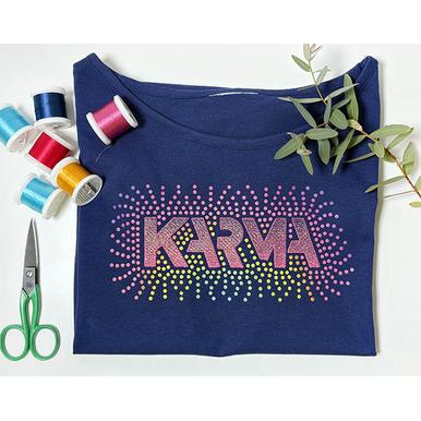 Bügelbild „Karma“ + Stickdatei  | 13 x 18 cm Stickrahmen | Artikelnummer: 3507-3212-5357