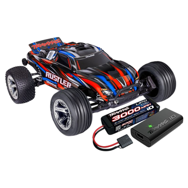 TRAXXAS Rustler 1/10 2WD Stadium-Truck rot RTR BL-2S Brushless, HD mit 2827X Akku + 2920 Lader |  | Artikelnummer:  TRX37354-4Z-RED