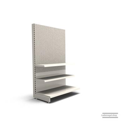 Ihr individuelles Lochrückwandregal | H 180 cm | B 100 cm | T 57 cm | 2 FB T 37 cm | RAL 9001 | Artikelnummer: AF-100-180-57-2-37-LRW-J