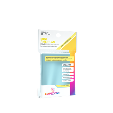 PRIME Mini American-Sized Sleeves 44 x 67 mm Clear | Farbcode Gelb - GAMEGEN!C | Artikelnummer: 4251715402870