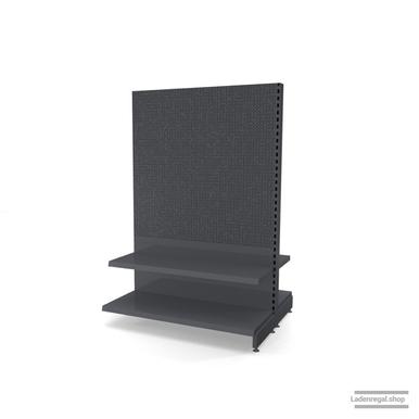 Ihr Gondelregal mit Lochrückwand | H 180 cm | B 125 cm | T 2x 47 cm | 2 FB T 37 cm  | RAL 7015 | Artikelnummer: AFGR-125-180-47-2-37-LRW-S