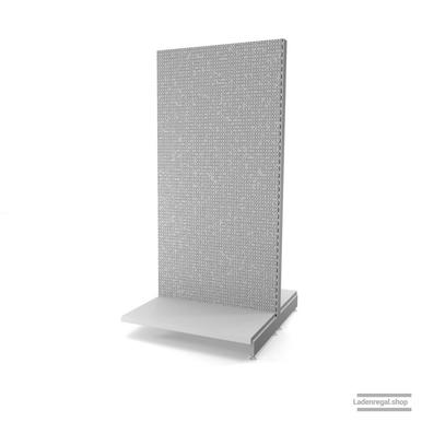 Ihr Gondelregal mit Lochrückwand | H 210 cm | B 100 cm | T 2x 57 cm | 0 FB | RAL 7035 | Artikelnummer: AFGR-100-210-57-0-37-LRW-L