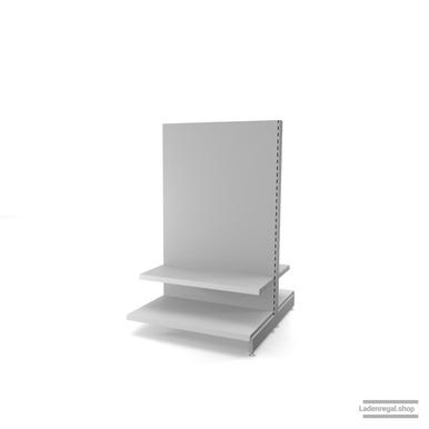 Ihr individuelles Gondelregal | H 160 cm | B 100 cm | T 2x 57 cm | 2 FB T 37 cm | RAL 7035 | Artikelnummer: AFGR-100-160-57-2-37-L