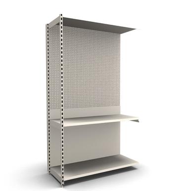 Schwerlastregal mit Lochrückwand | Anbaufeld | H 210 cm | B 125 cm | T 47 cm | 3 FB | RAL 9001 | Artikelnummer: SWR-125-210-47-3-47-J