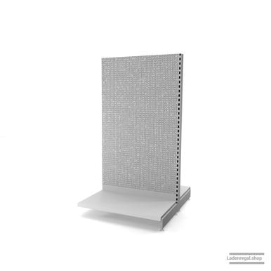 Ihr Gondelregal mit Lochrückwand | H 180 cm | B 100 cm | T 2x 57 cm | 0 FB | RAL 7035 | Artikelnummer: AFGR-100-180-57-0-37-LRW-L