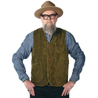New Outdoor Vest | Horizontal Kindermann Corduroy | Olive | Artikelnummer: 8045-5272-6642-1