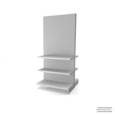 Ihr individuelles Gondelregal | H 210 cm | B 100 cm | T 2x 47 cm | 4 FB T 37 cm | RAL 7035 | Artikelnummer: AFGR-100-210-47-4-37-L