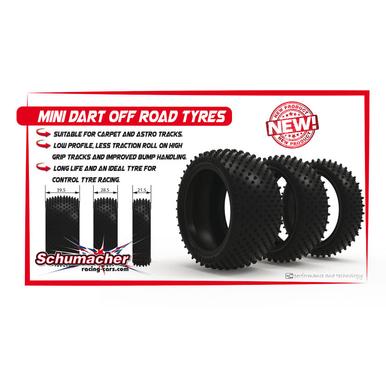 1:10 Schumacher Mini Dart - Front - 4WD Reifen - Blau (2 Stück) |  | Artikelnummer: U6828