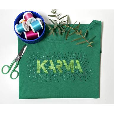 Strass - Bügelbild „Karma“ + Stickdatei  | 13 x 18 cm Stickrahmen | Artikelnummer: 5300-5644-1588
