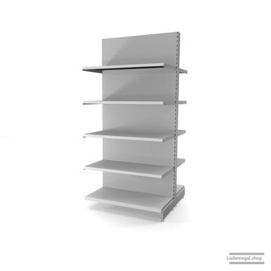 Ihr individuelles Gondelregal | H 210 cm | B 100 cm | T 2x 47 cm | 8 FB T 47 cm | RAL 7035 | Artikelnummer: AFGR-100-210-47-8-47-L