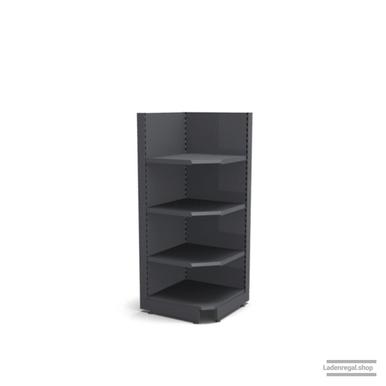 Ihre Verkaufsregal-Innenecke | H 180 cm | B 74 cm | T 57 cm | 3 FB T 47 cm | RAL 7015 | Artikelnummer: SR-74-180-57-3-47-IEK-S