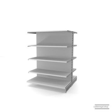 Ihr individuelles Gondelregal | H 160 cm | B 125 cm | T 2x 57 cm | 8 FB T 47 cm | RAL 7035 | Artikelnummer: AFGR-125-160-57-8-47-L