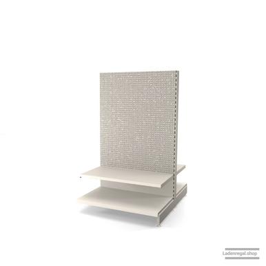 Ihr Gondelregal mit Lochrückwand | H 160 cm | B 100 cm | T 2x 57 cm | 2 FB T 47 cm  | RAL 9001 | Artikelnummer: AFGR-100-160-57-2-47-LRW-J