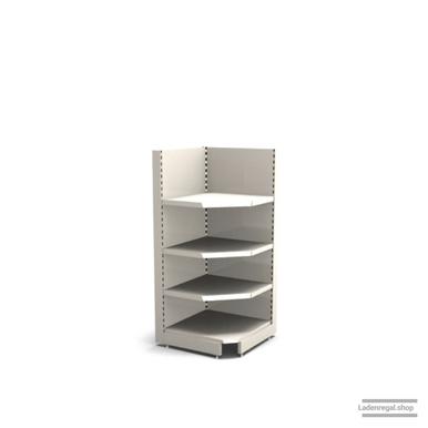 Ihre Verkaufsregal-Innenecke | H 160 cm | B 74 cm | T 57 cm | 3 FB T 37 cm | RAL 9001 | Artikelnummer: SR-74-160-57-3-37-IEK-J