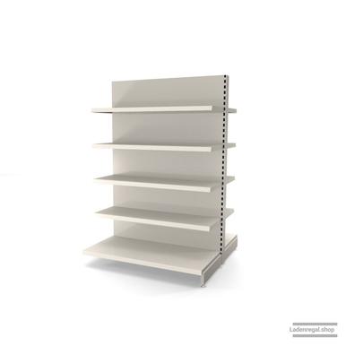 Ihr individuelles Gondelregal | H 180 cm | B 125 cm | T 2x 57 cm | 8 FB T 37 cm | RAL 9001 | Artikelnummer: AFGR-125-180-57-8-37-J