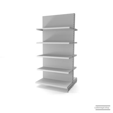 Ihr individuelles Gondelregal | H 210 cm | B 100 cm | T 2x 47 cm | 8 FB T 37 cm | RAL 7035 | Artikelnummer: AFGR-100-210-47-8-37-L