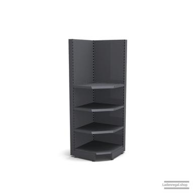 Ihre Verkaufsregal-Innenecke | H 210 cm | B 74 cm | T 47 cm | 3 FB T 37 cm | RAL 7015 | Artikelnummer: SR-74-210-47-3-37-IEK-S