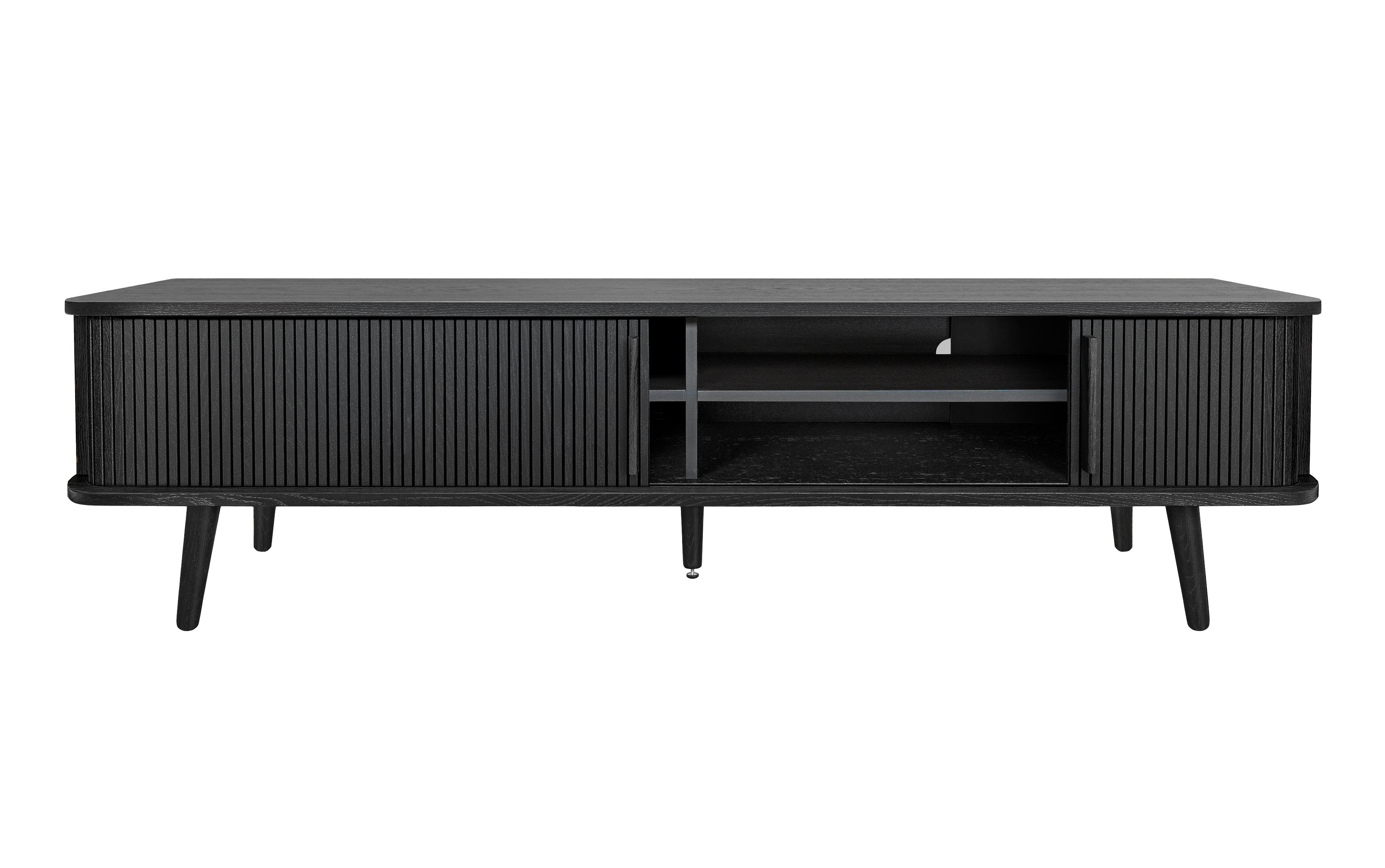Design TV-Board mit Schiebetüren Holz schwarz