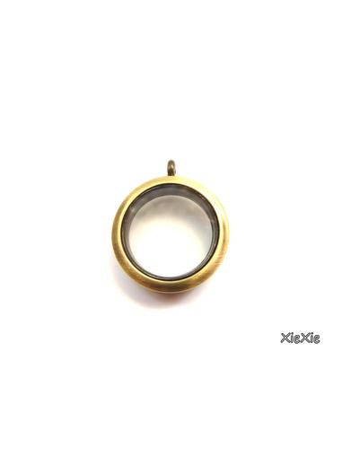 1 Stk. Glas Medaillon bronzefarbenen Anhänger 25mm |  | Artikelnummer: 84304483