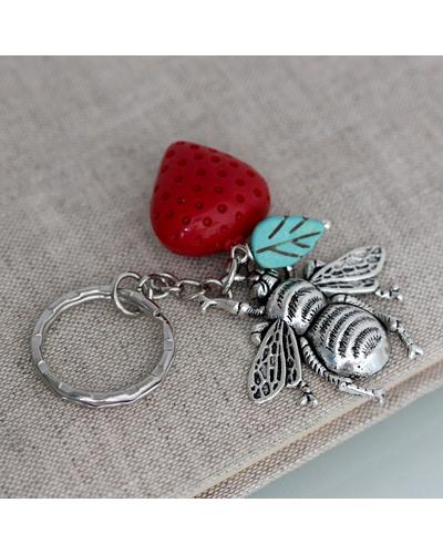 Schlüsselanhänger Hummel & Erdbeere |  Schlüsselanhänger Taschenanhänger | Artikelnummer: 0049