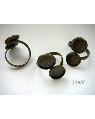 5 Stück Doppel  Ringrohlinge 12mm Fassung bronzefarben |  | Artikelnummer: R445