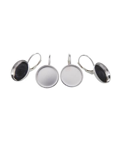 2 Paar Ohrring Klappbrisuren aus 925 Sterling Silber für 12mm Cabochons   |  | Artikelnummer: SAN35