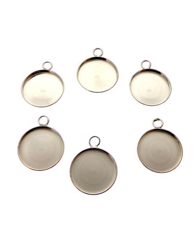 6 Stück 925 Sterling Silber Fassung Rohling 14 mm zur Herstellung von Anhängern |  | Artikelnummer: SAN30