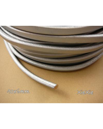 1m Regaliz Lederband 10x6mm silber |  | Artikelnummer: 54308571